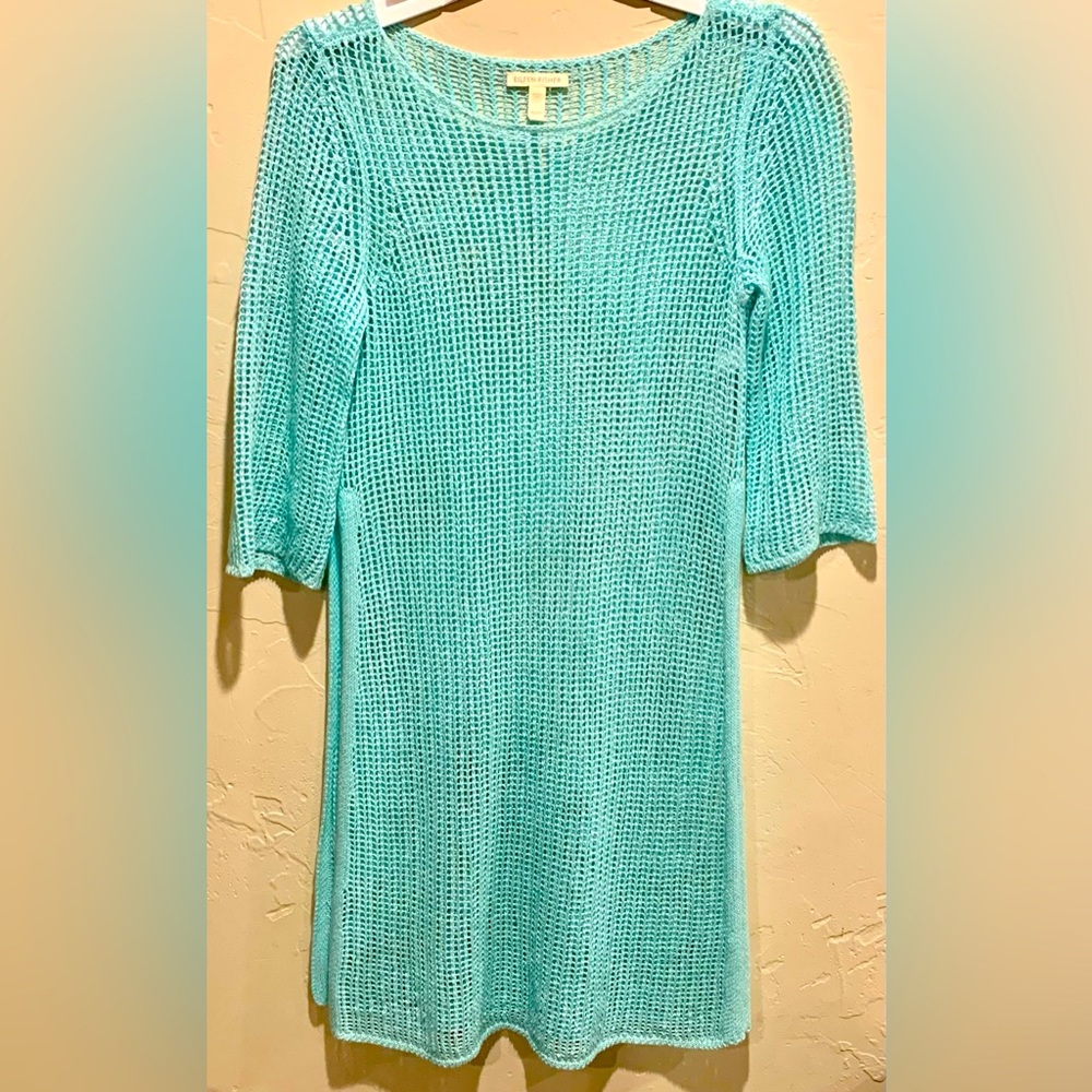 EILEEN FISHER 100% Organic Linen Aqua Mesh Coverup
